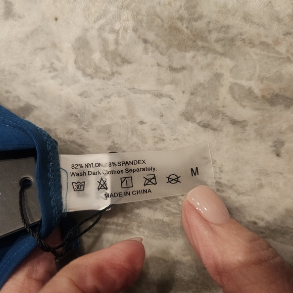 NWT! TEMPT ME womens 2 piece TEAL high waist athletic bikini set size MEDIUM - Picture 7 of 9